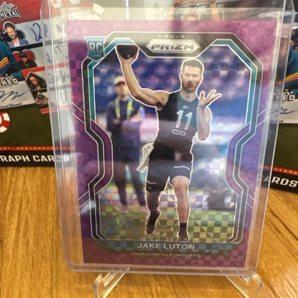 2020 Panini Prizm Purple Checkerboard Jake Luton RC #354 Jaguars 07/49